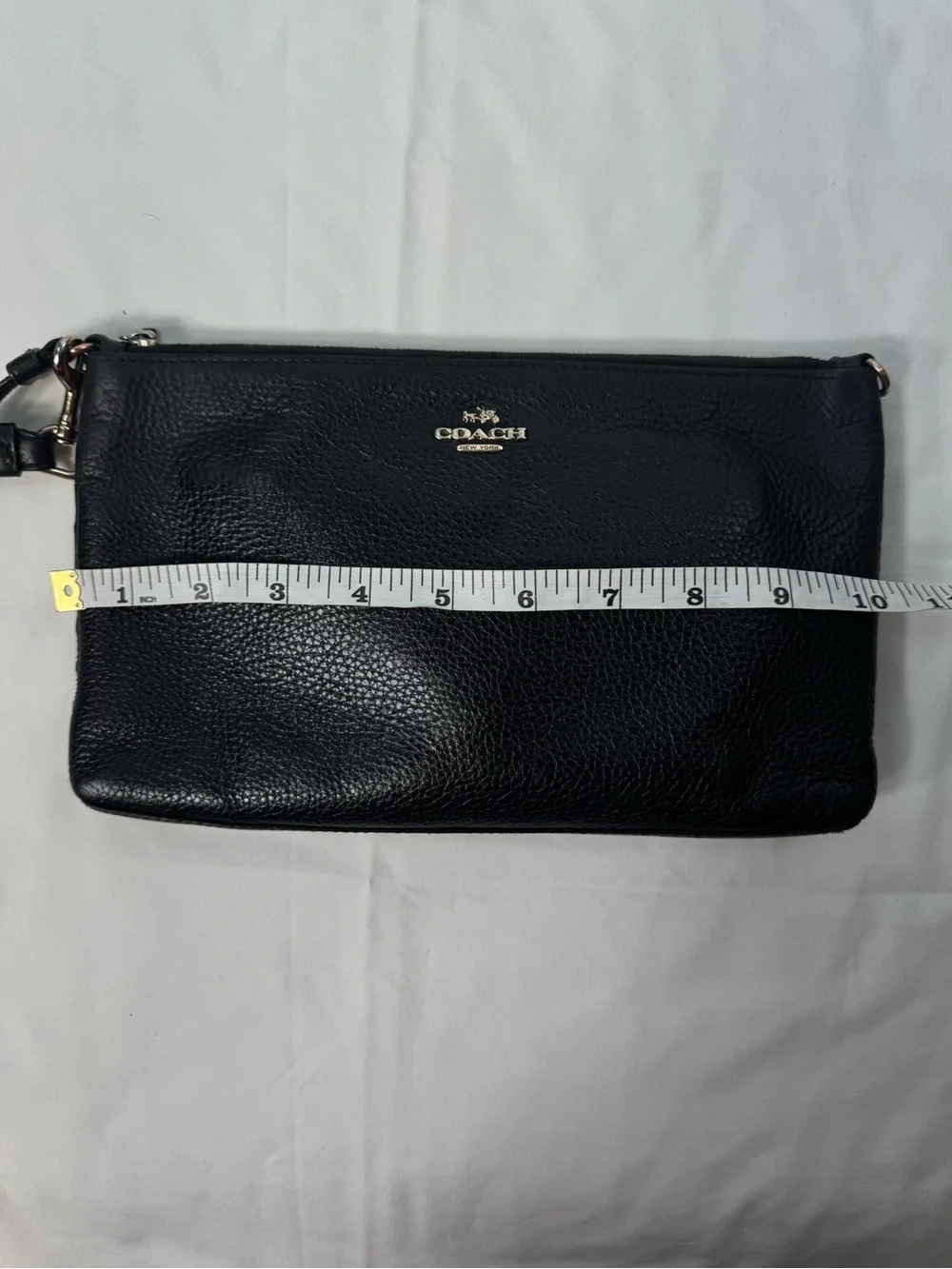 Coach Black Pebbled Leather‎ Crossbody Wristlet 25 Clutch Bag